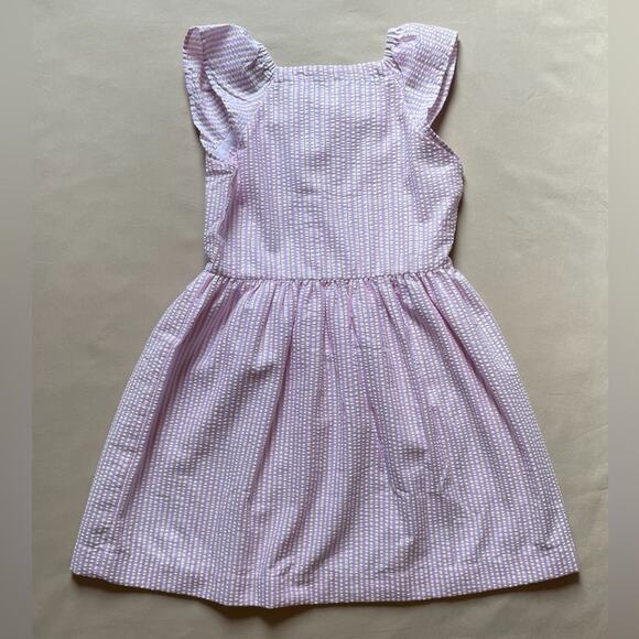 NWT J. Crew Factory Pink Metallic Striped Seersucker Button Front Dress Size 10 - Picture 2 of 7